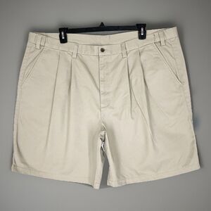 St. John's Bay Men's Pleated Shorts Comfort Fit Khaki Chino Size 48W Big & Tall